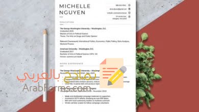 أفضل نماذج سيرة ذاتية عصرية وحديثة لكافة التخصصات بالإنكليزي والعربي 2021 15 سيفي جاهز ورد