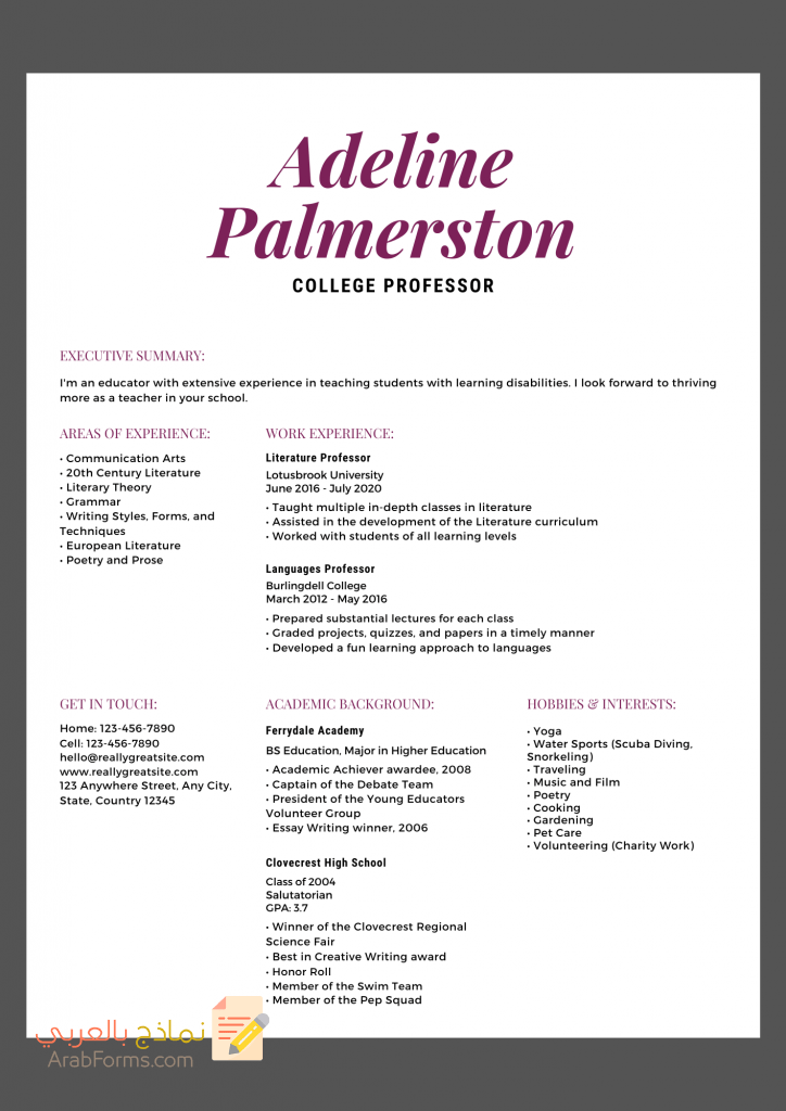 أجمل نماذج سير ذاتية احترافية لعام 2021 3 نموذج سيرة ذاتية فارغ pdf