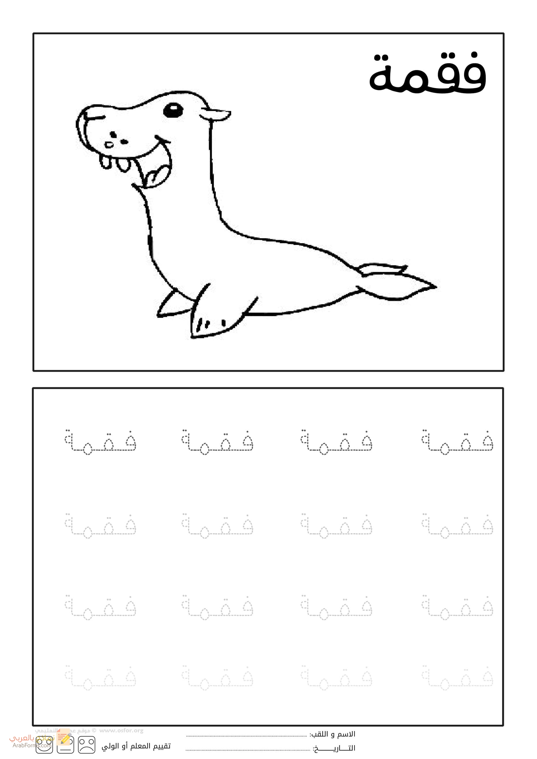 رسومات تلوين للاطفال - تلوين الحيوانات والطيور .. 19 رسمة جاهزة للطباعة مجانا 53 رسومات تلوين للاطفال - فقمة - حيوانات