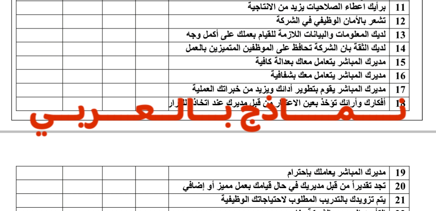 استبيان قياس رضا الموظفين 3